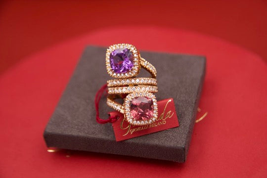Toi moi ring with tourmaline and amethyst