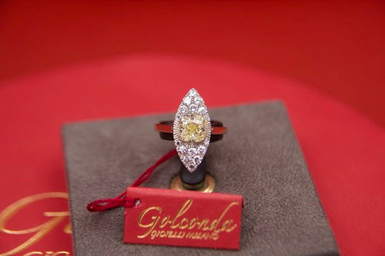 Fancy Yellow Diamond Navette Ring