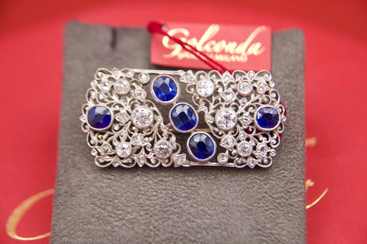 Early 1900s brooch with sapphires and diamonds