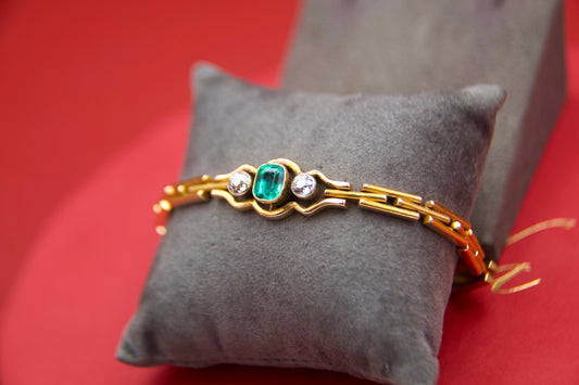 Liberty bracelet with emerald and diamonds