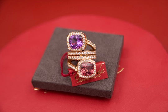 Toi moi ring with tourmaline and amethyst