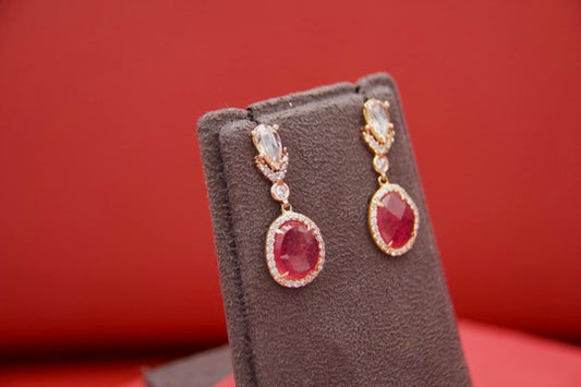 Contemporary ruby and diamond earrings