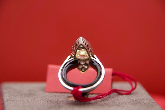 Fancy Yellow Diamond Navette Ring