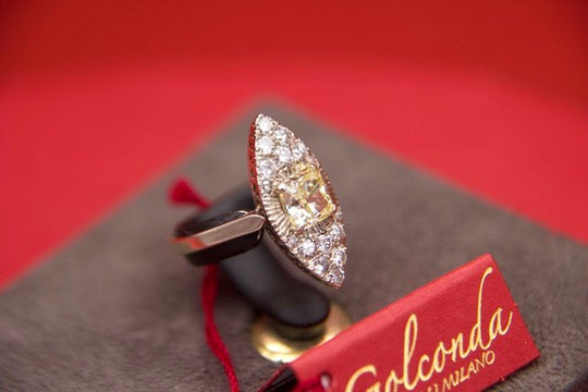 Fancy Yellow Diamond Navette Ring