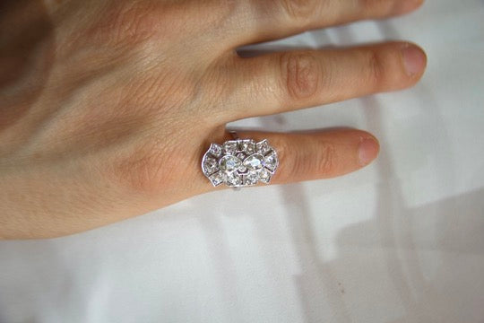 Anello "Art Deco" con diamanti