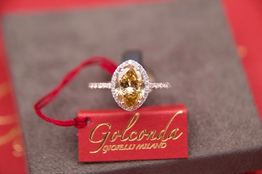"Fancy Cognac" Diamond Halo Ring