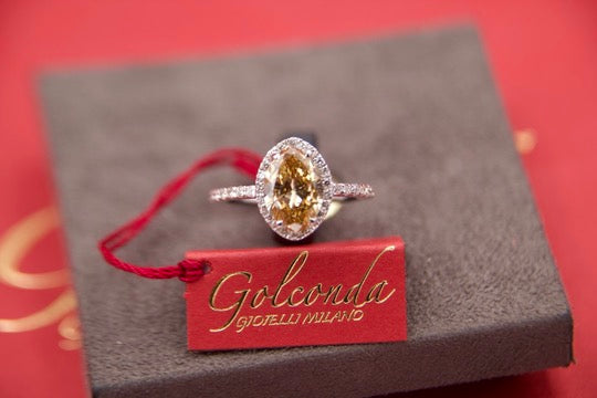 "Fancy Cognac" Diamond Halo Ring