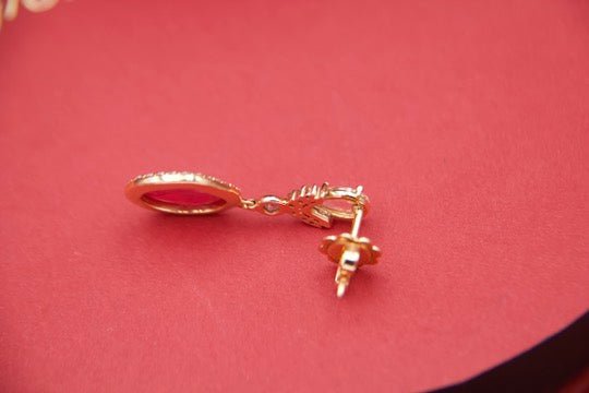 Contemporary ruby and diamond earrings