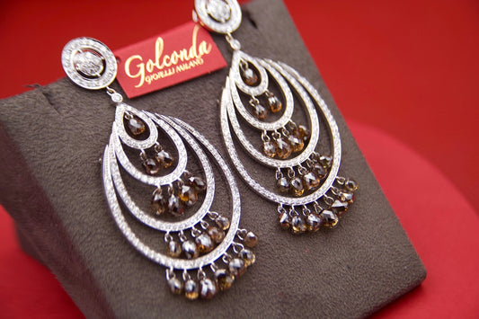 Drop earrings with brown briolè diamonds