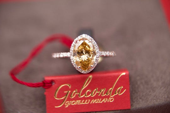 "Fancy Cognac" Diamond Halo Ring
