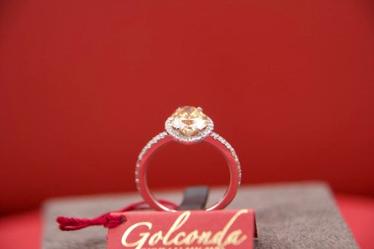 "Fancy Cognac" Diamond Halo Ring