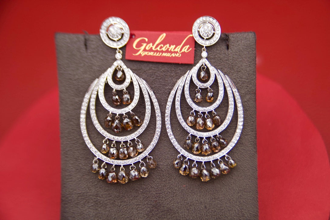 Drop earrings with brown briolè diamonds