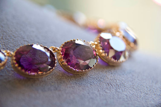 Amethyst Riviere Necklace in Rose Gold