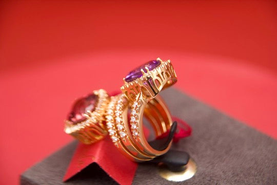 Toi moi ring with tourmaline and amethyst