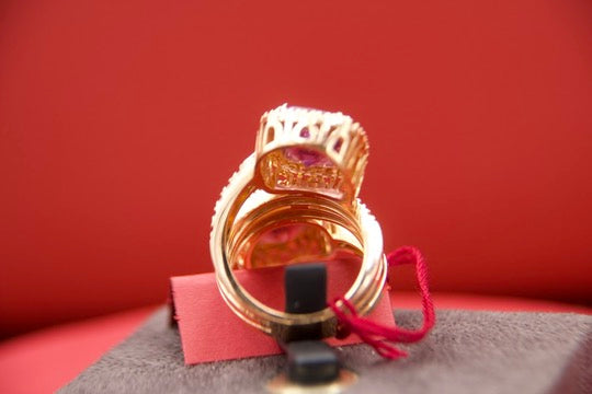 Toi moi ring with tourmaline and amethyst