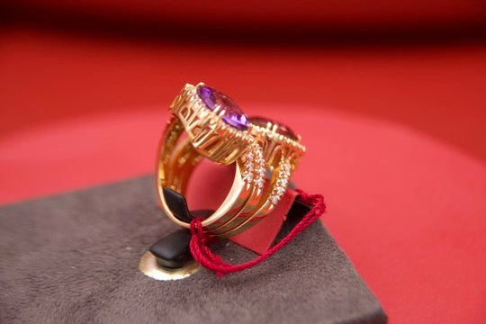 Toi moi ring with tourmaline and amethyst