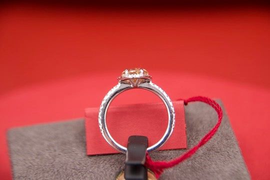 "Fancy Cognac" Diamond Halo Ring