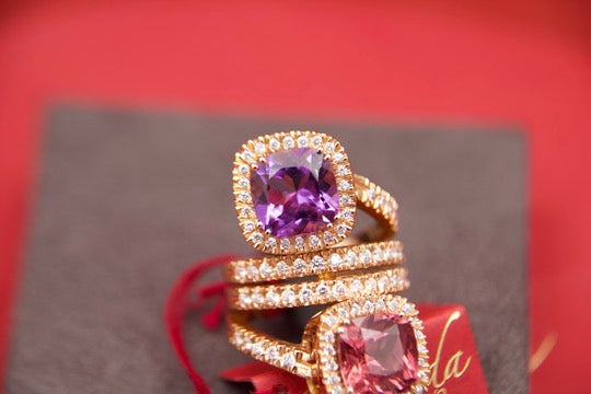 Toi moi ring with tourmaline and amethyst