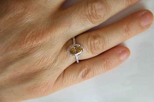"Fancy Cognac" Diamond Halo Ring