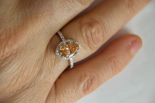 "Fancy Cognac" Diamond Halo Ring