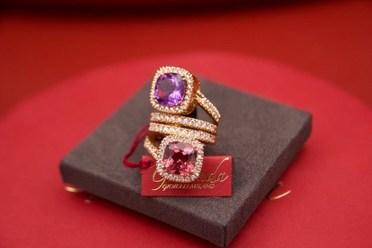 Toi moi ring with tourmaline and amethyst