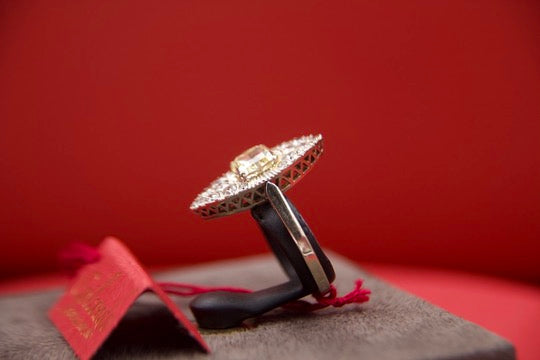 Fancy Yellow Diamond Navette Ring
