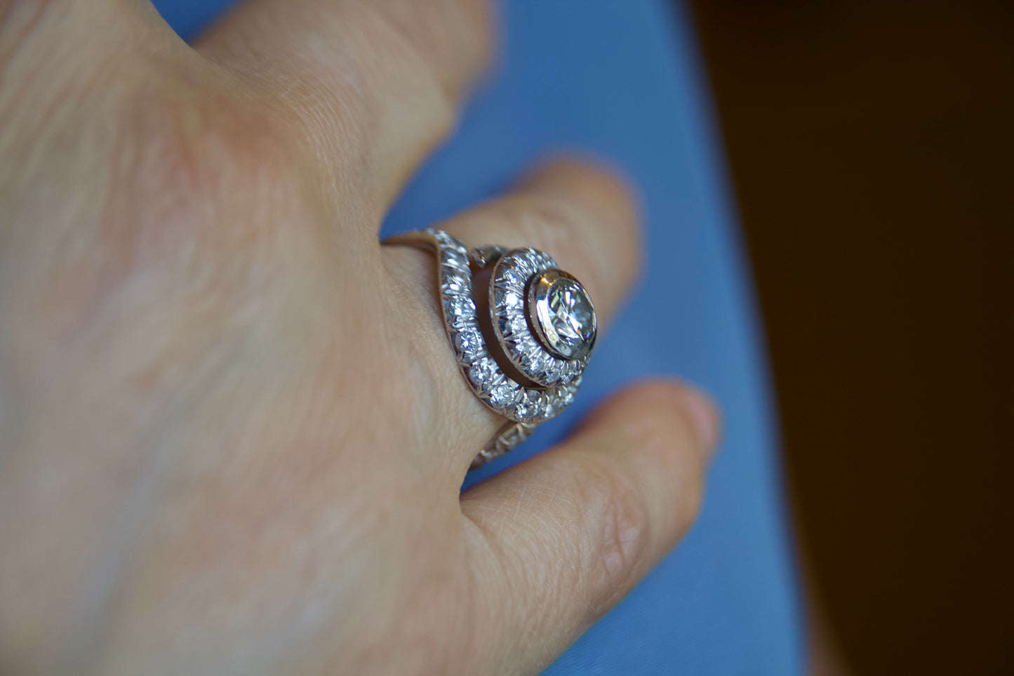 Vintage "Tourbillon" Ring with Diamonds