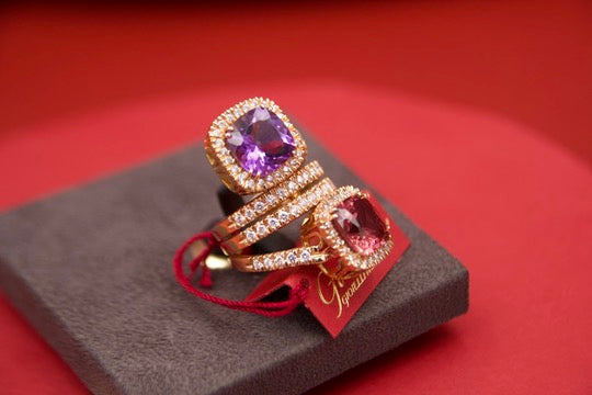 Toi moi ring with tourmaline and amethyst