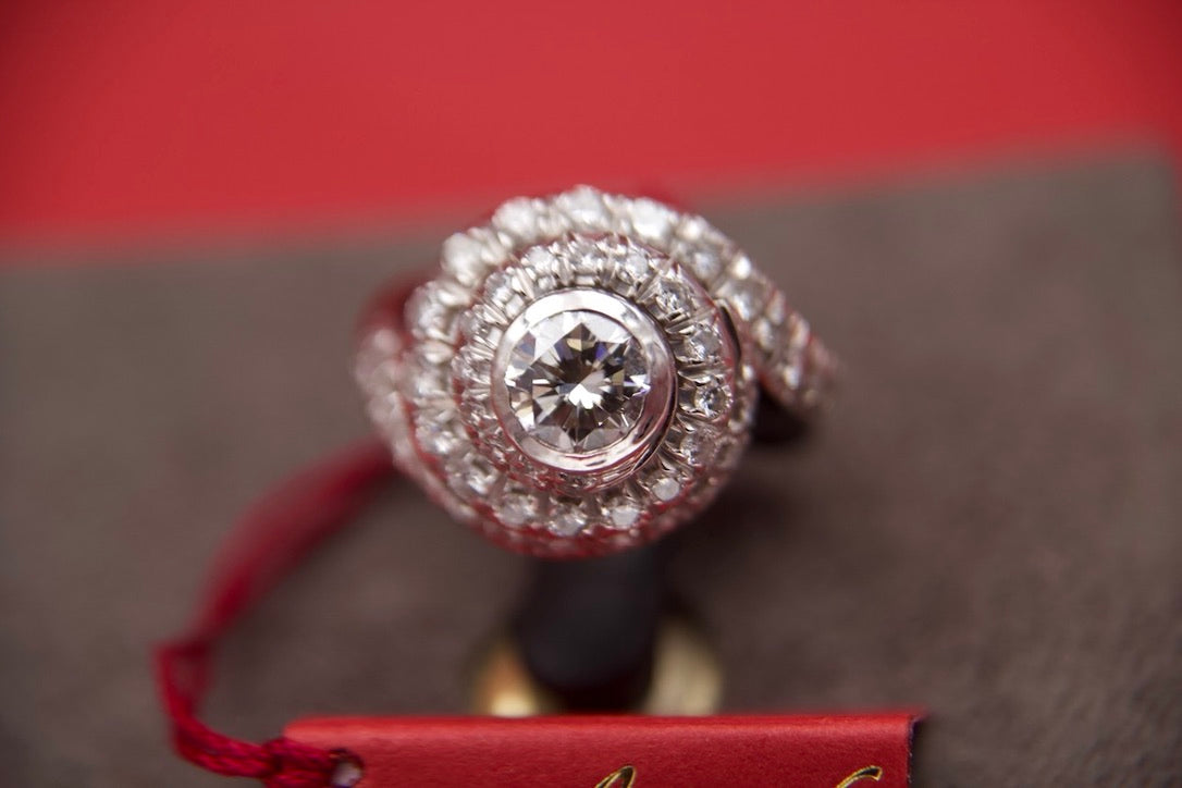 Vintage "Tourbillon" Ring with Diamonds