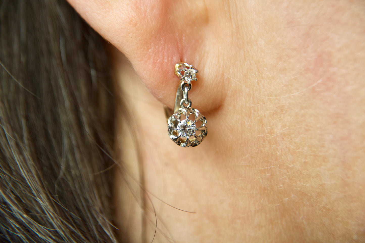 French Art Deco "Dormeuses" earrings