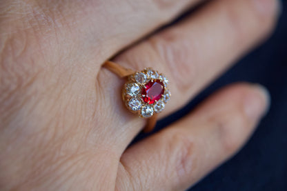 Anello margherita con rubino fine '800 inizi '900