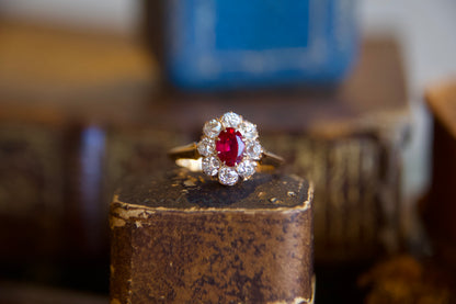 Anello margherita con rubino fine '800 inizi '900