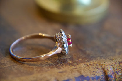 Art Nouveau Ruby Flower Ring