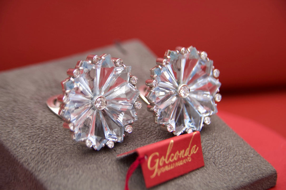 Orecchini fiore con Acquemarine anni 50'