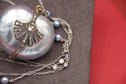 Art Deco mother-of-pearl heart necklace