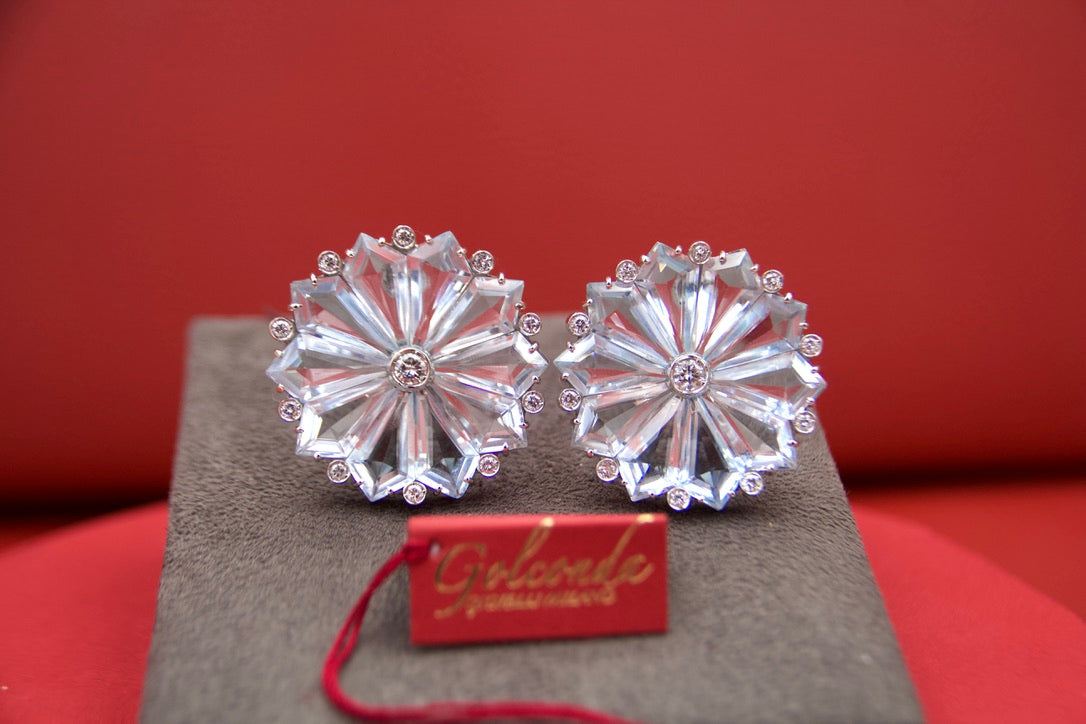 Orecchini fiore con Acquemarine anni 50'