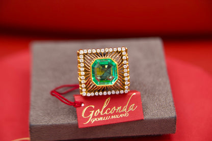 Anello Cocktail anni 50 con smeraldo