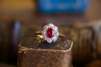 Anello margherita con rubino fine '800 inizi '900