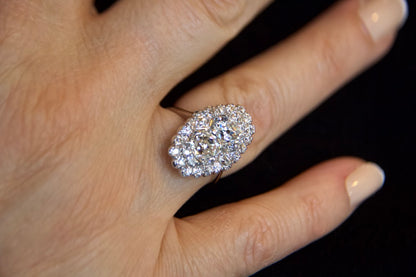 Anello Cluster anni 60' con diamanti taglio antico