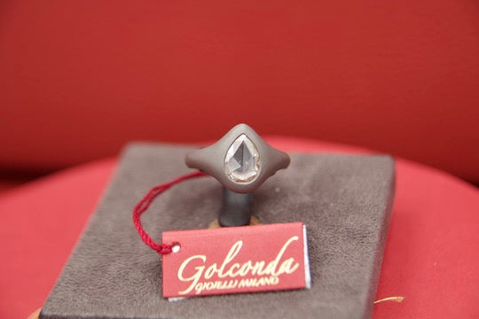 Titanium solitaire ring with rose-cut diamond