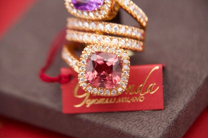 Anello toi moi con tormalina e ametista