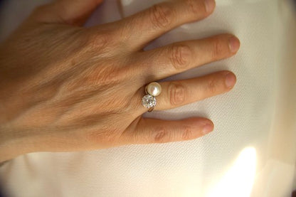 Anello toi &  moi con diamante e perla