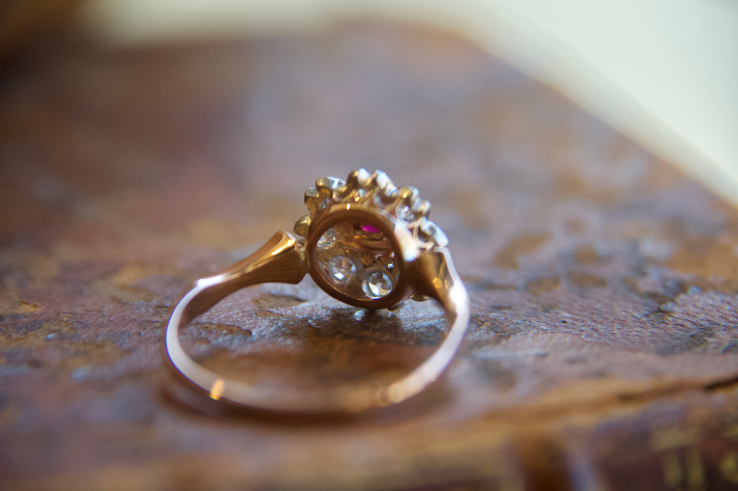 Art Nouveau Ruby Flower Ring