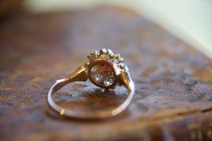Art Nouveau Ruby Flower Ring