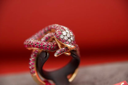 Snake Ring with Rubies and Diamonds
