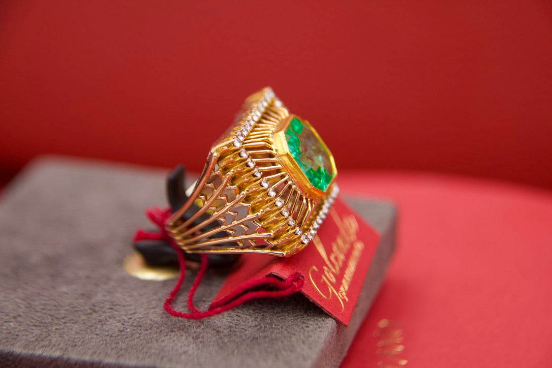 Anello Cocktail anni 50 con smeraldo