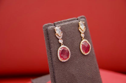 Contemporary ruby and diamond earrings