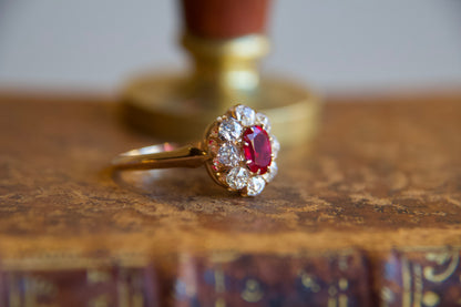 Anello margherita con rubino fine '800 inizi '900