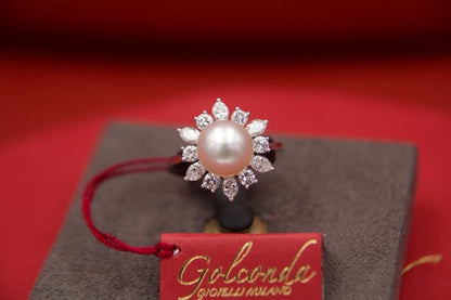 Anello Vintage con diamanti e perla