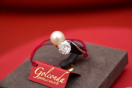 Anello toi &  moi con diamante e perla